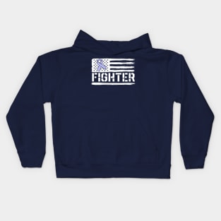 Stomach Cancer Awareness Fighter American Flag Periwinkle Kids Hoodie